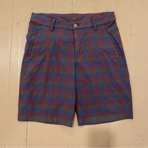 Lululemon Purple Blue Plaid Chino Shorts 34